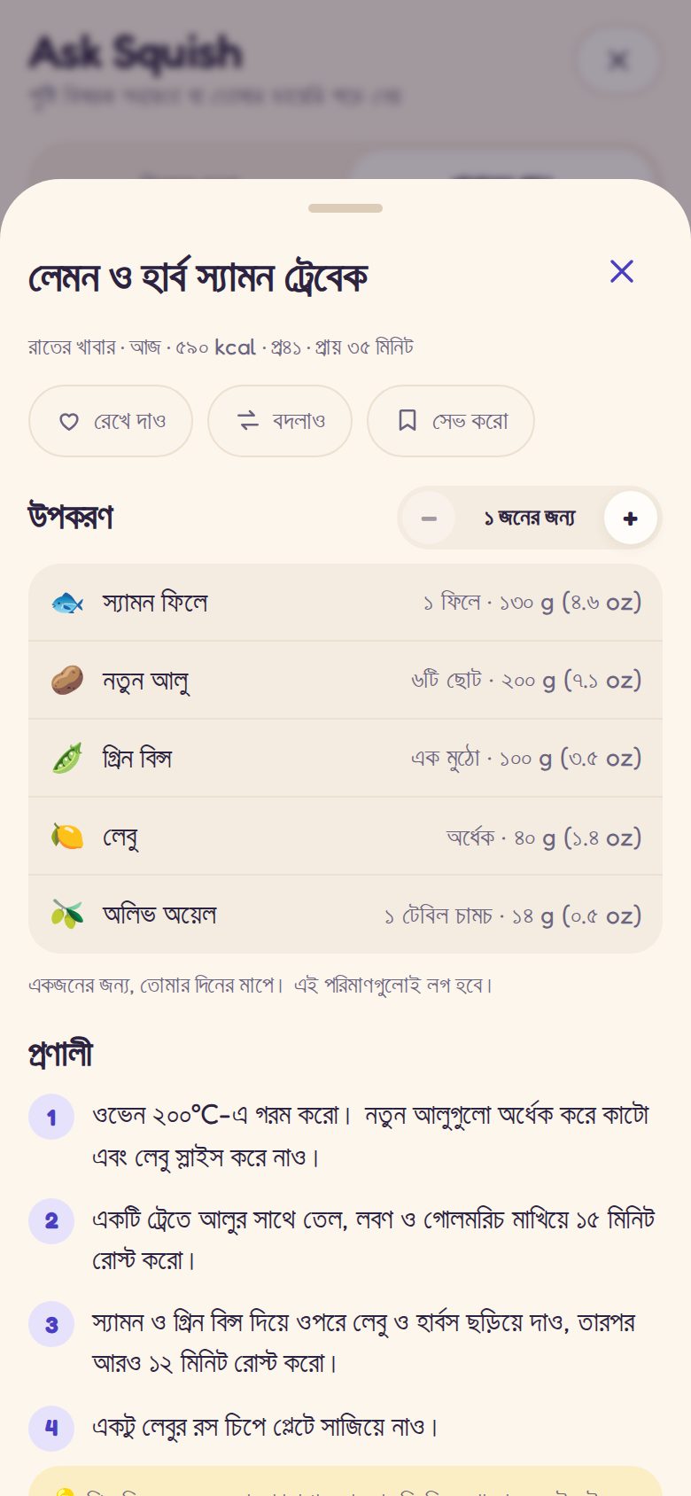 পরিকল্পিত খাবারের রেসিপি: উপকরণ ও প্রণালী