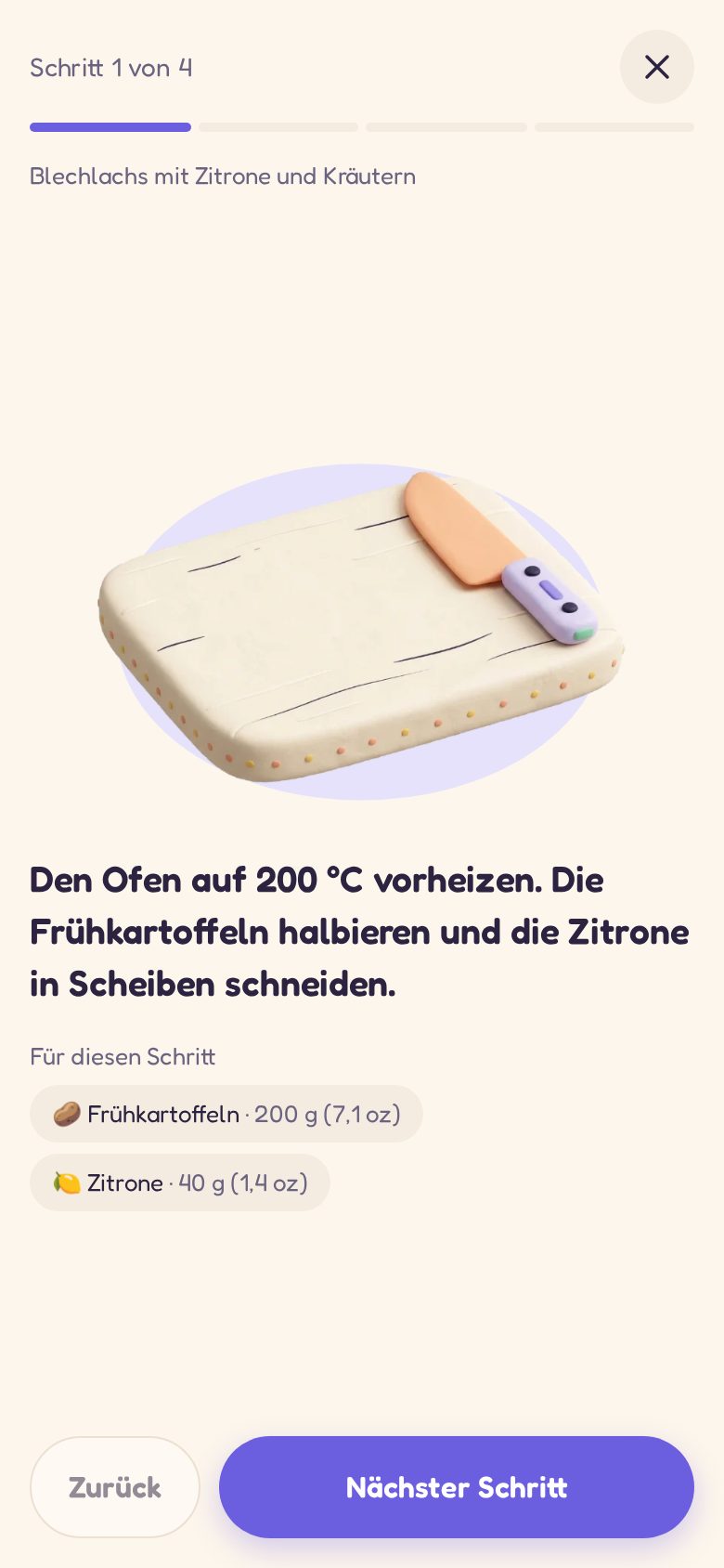 Schritt für Schritt kochen, mit einem Bild für jeden Schritt