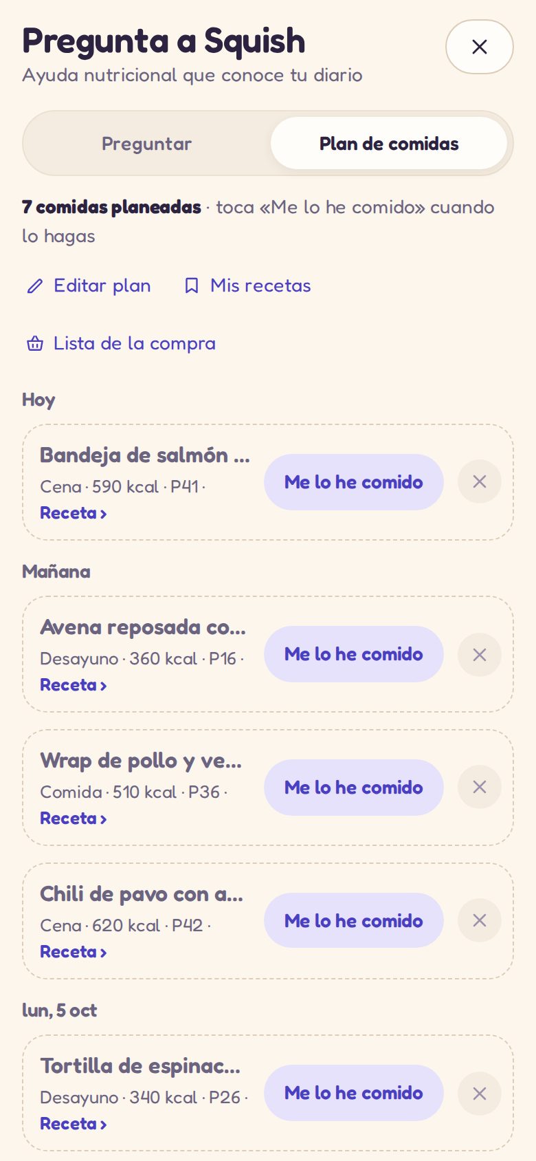 Pregunta a Squish: una semana de comidas planificada por Squish