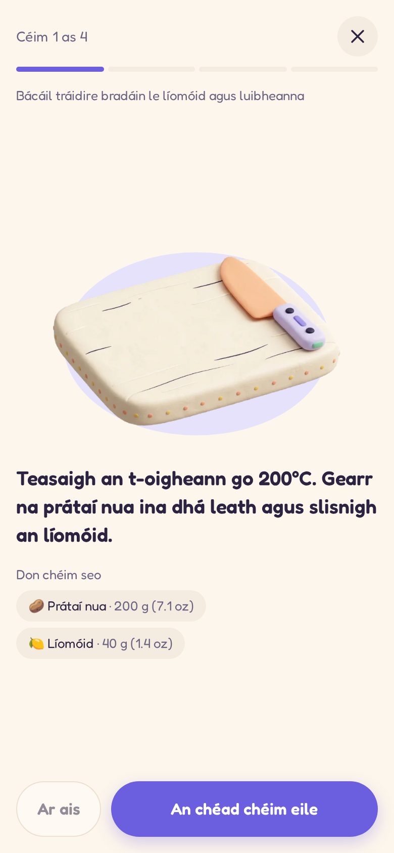Ag cócaireacht céim ar chéim, le pictiúr do gach céim