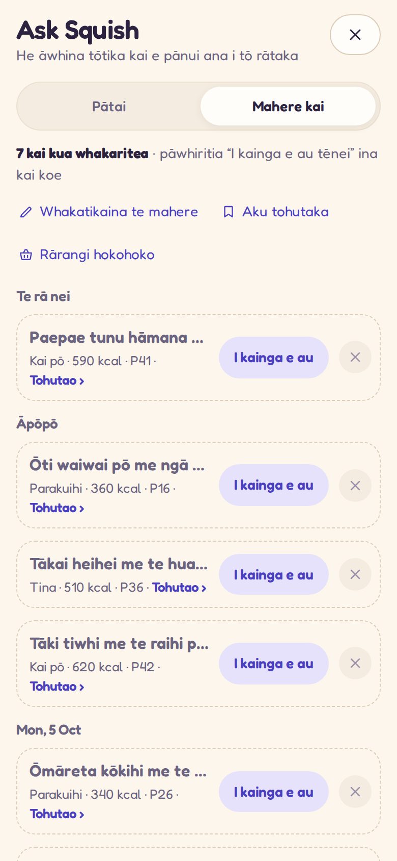 Pātai ki a Squish: he wiki o ngā kai i whakaritea e Squish
