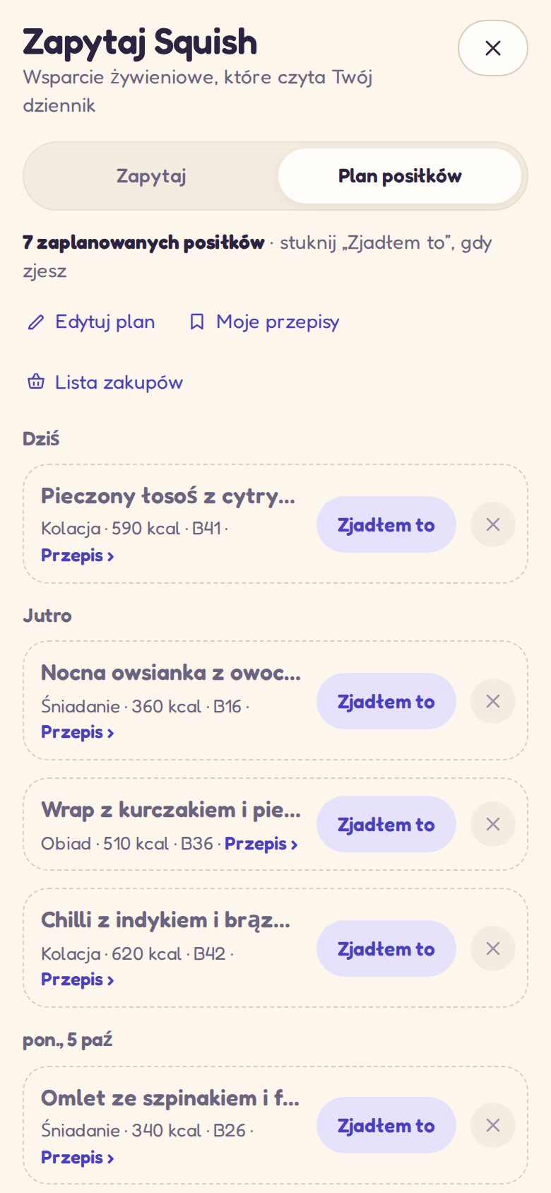 Zapytaj Squish: jadłospis na cały tydzień zaplanowany przez Squish