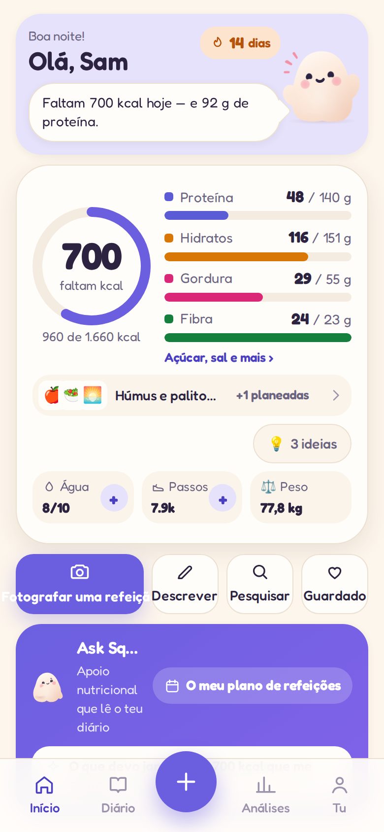 Início: o que te resta para hoje, com o Squish