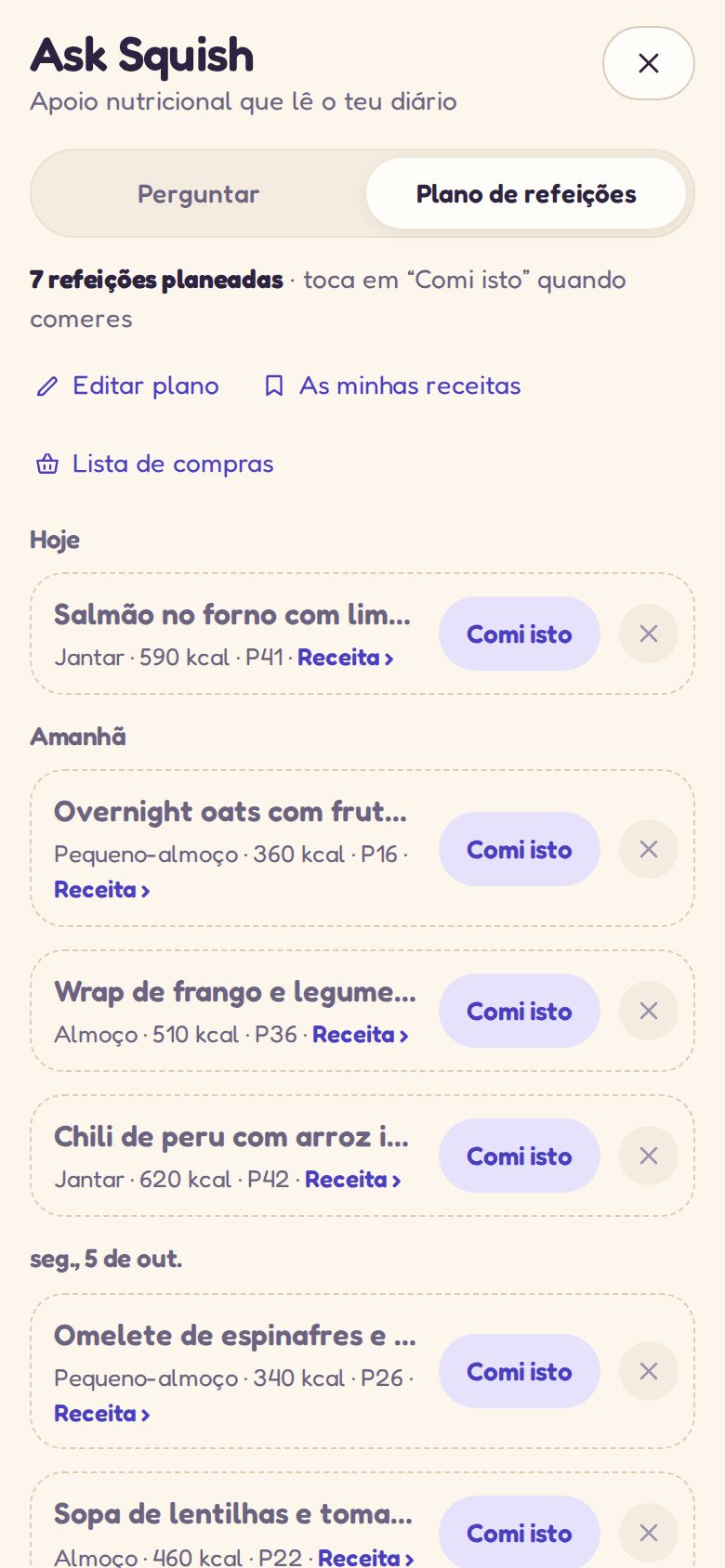 Pergunta ao Squish: uma semana de refeições planeadas pelo Squish