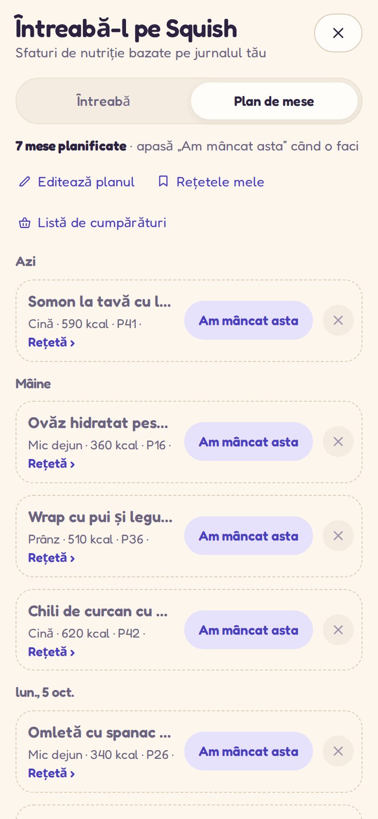 Ask Squish: o săptămână de mese planificate de Squish