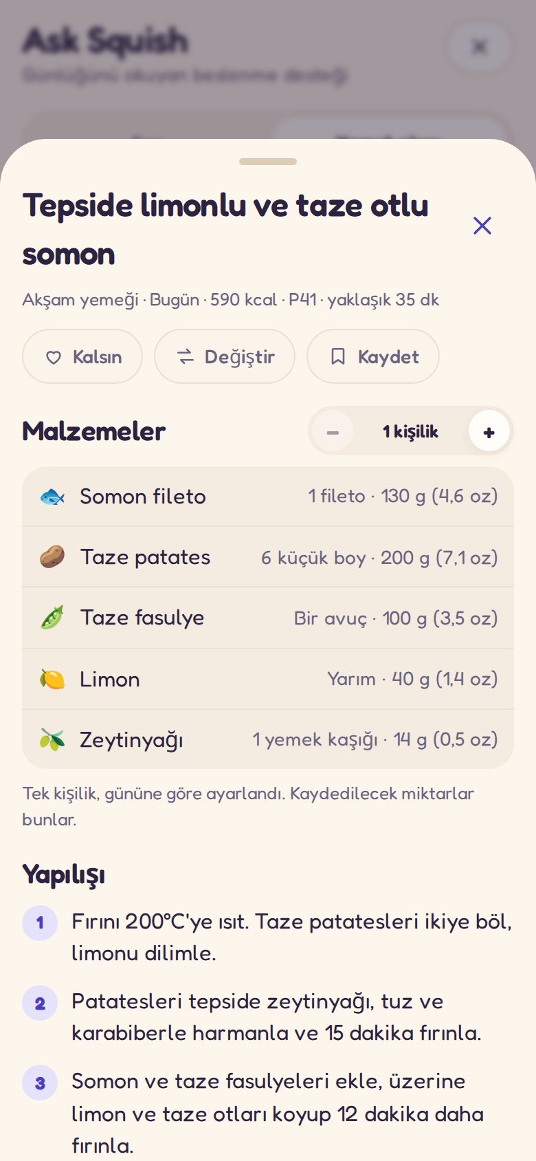 Planlanan öğün için tarif: malzemeler ve yapılışı